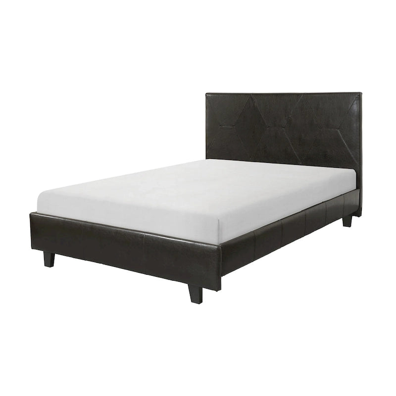Lit plateforme California King – Similicuir marron, structure en bois massif