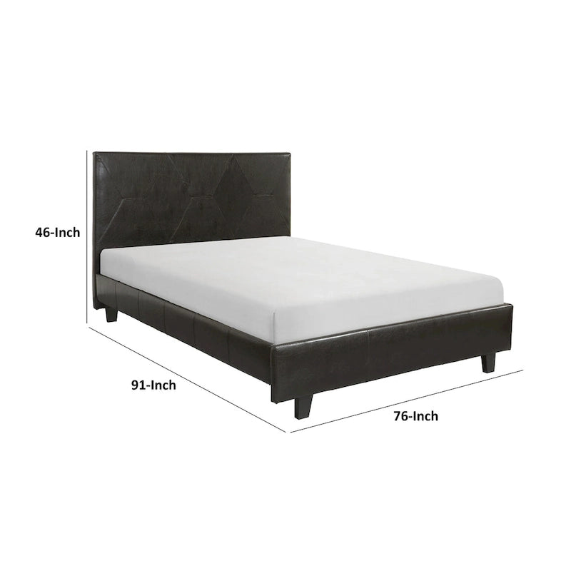 Lit plateforme California King – Similicuir marron, structure en bois massif