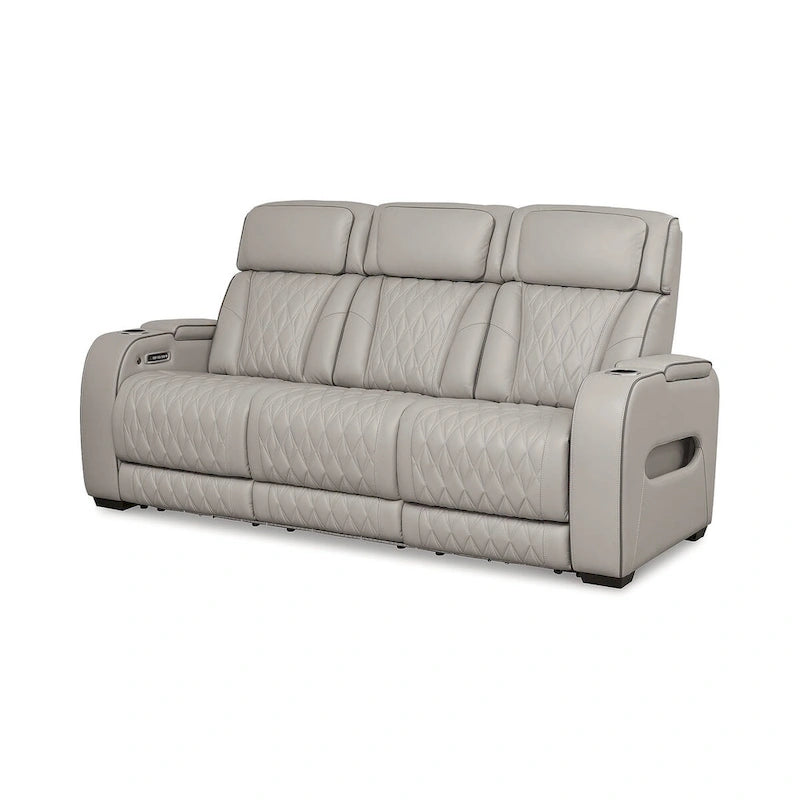 Canapé inclinable électrique gris - 218 cm de large x 98 cm de profondeur x 113 cm de hauteur