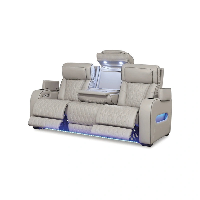 Canapé inclinable électrique gris - 218 cm de large x 98 cm de profondeur x 113 cm de hauteur
