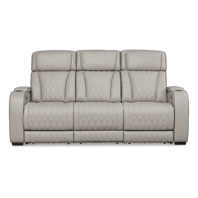 Canapé inclinable électrique gris - 218 cm de large x 98 cm de profondeur x 113 cm de hauteur