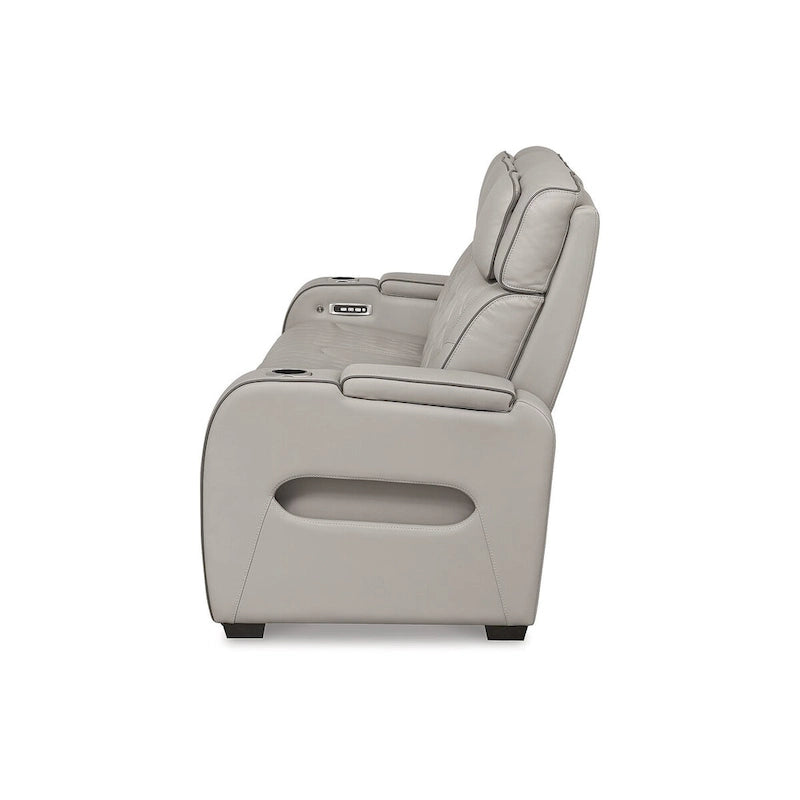 Canapé inclinable électrique gris - 218 cm de large x 98 cm de profondeur x 113 cm de hauteur