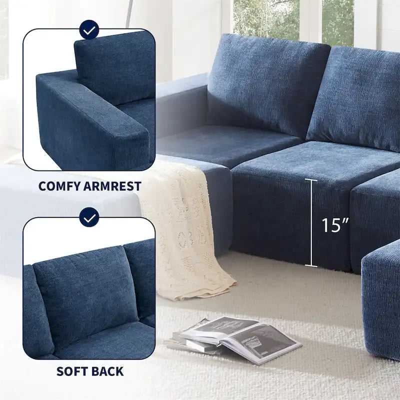 Canapé d'angle modulaire en U, ensemble de canapés de sol de luxe en chenille