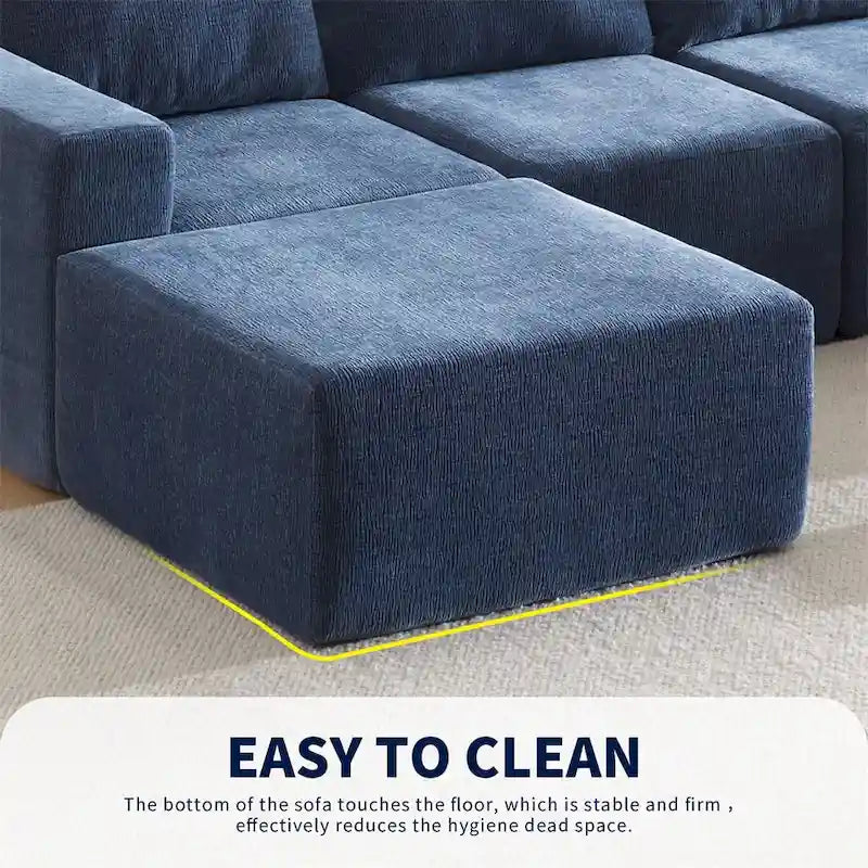 Canapé d'angle modulaire en U, ensemble de canapés de sol de luxe en chenille