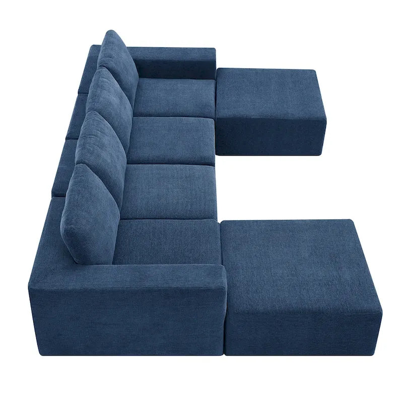 Canapé d'angle modulaire en U, ensemble de canapés de sol de luxe en chenille