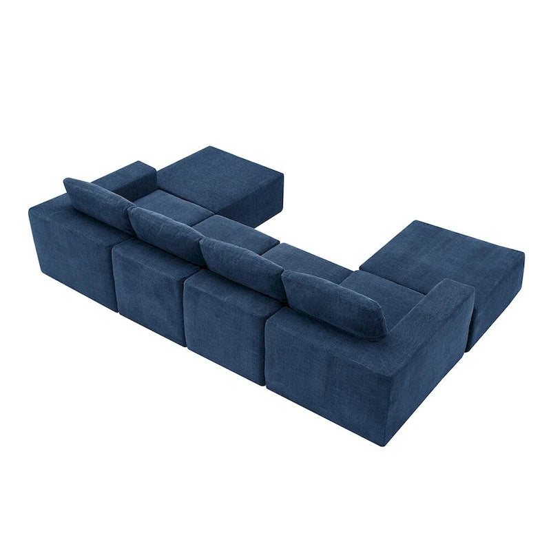 Canapé d'angle modulaire en U, ensemble de canapés de sol de luxe en chenille