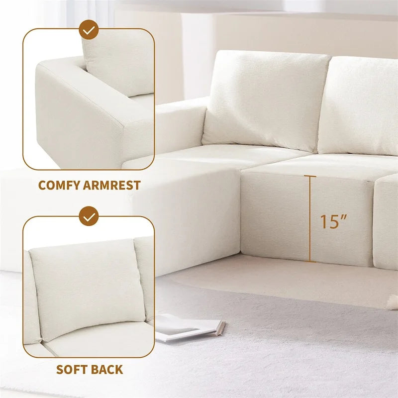 Canapé d'angle modulaire en U, ensemble de canapés de sol de luxe en chenille