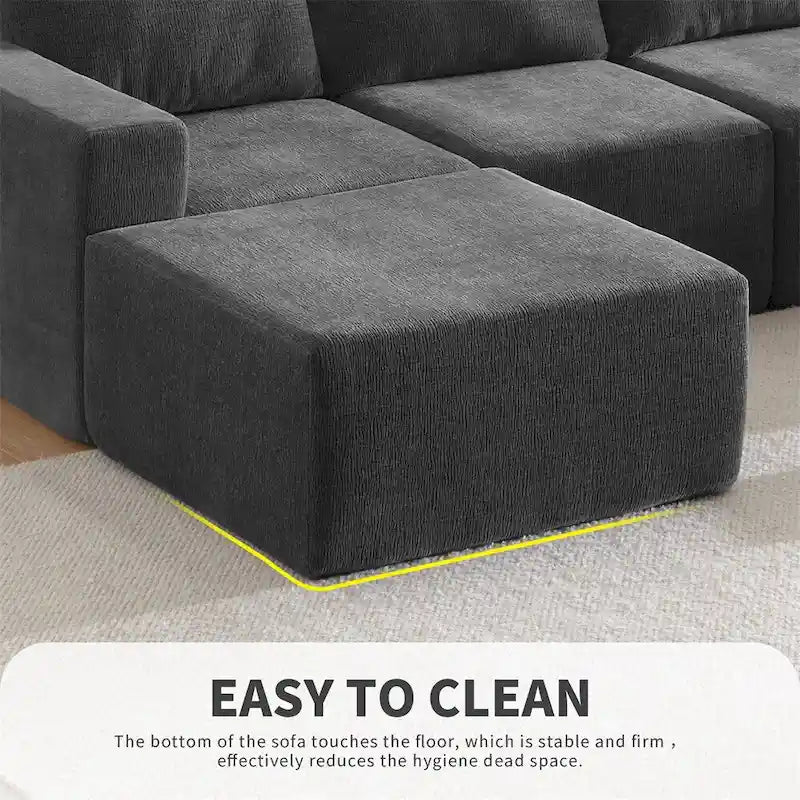 Canapé d'angle modulaire en U, ensemble de canapés de sol de luxe en chenille