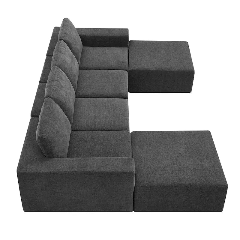 Canapé d'angle modulaire en U, ensemble de canapés de sol de luxe en chenille