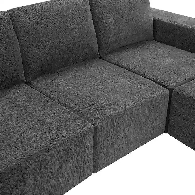Canapé d'angle modulaire en U, ensemble de canapés de sol de luxe en chenille