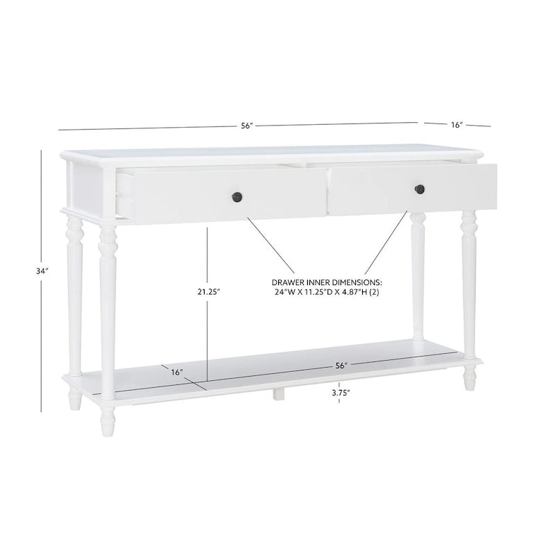 Table d'entrée en bois massif blanc