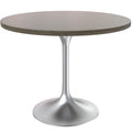 Table à manger ronde de 36 pouces – Plateau en MDF avec base en chrome brossé, convient pour les cuisines et salles à manger