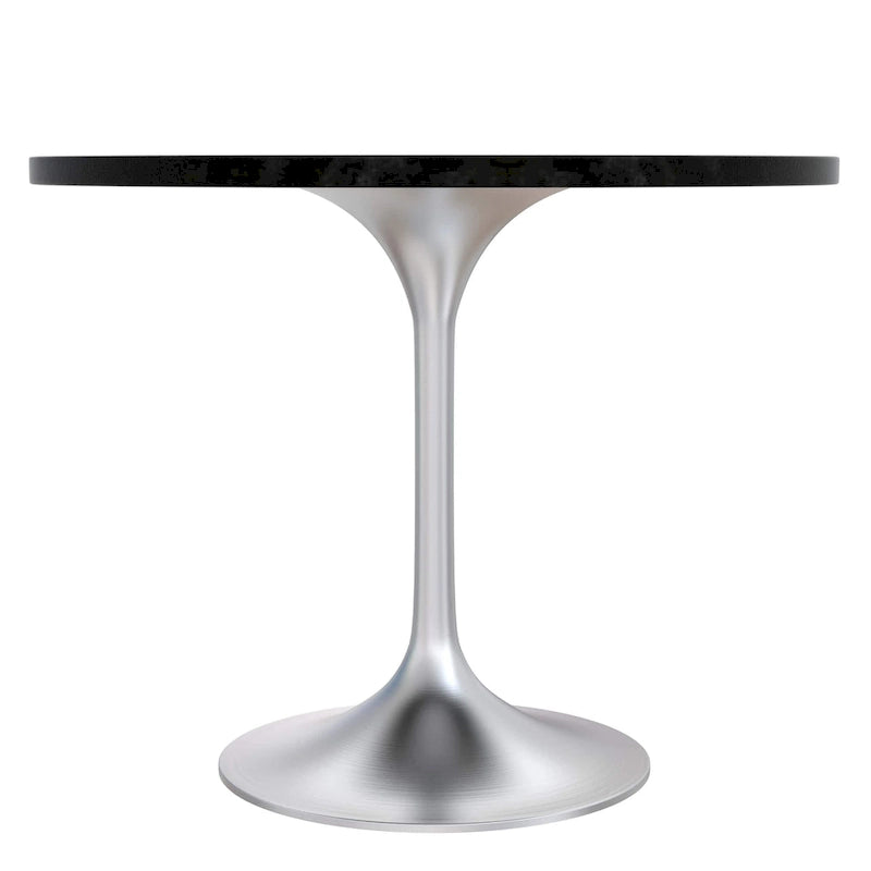 Table à manger ronde de 36 pouces – Plateau en MDF avec base en chrome brossé, convient pour les cuisines et salles à manger