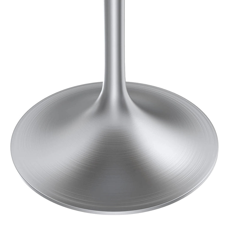 Table à manger ronde de 36 pouces – Plateau en MDF avec base en chrome brossé, convient pour les cuisines et salles à manger