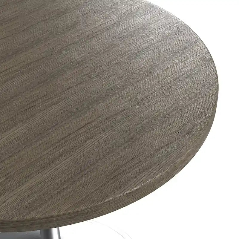 Table à manger ronde de 36 pouces – Plateau en MDF avec base en chrome brossé, convient pour les cuisines et salles à manger