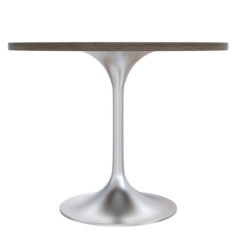 Table à manger ronde de 36 pouces – Plateau en MDF avec base en chrome brossé, convient pour les cuisines et salles à manger
