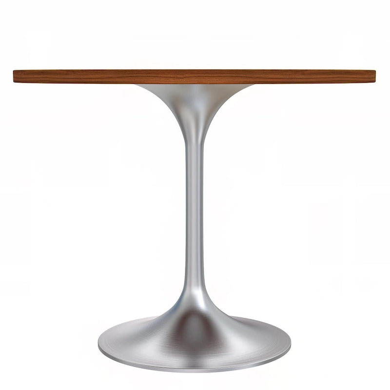 Table à manger ronde de 36 pouces – Plateau en MDF avec base en chrome brossé, convient pour les cuisines et salles à manger