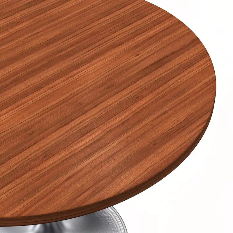 Table à manger ronde de 36 pouces – Plateau en MDF avec base en chrome brossé, convient pour les cuisines et salles à manger