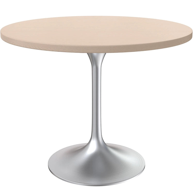 Table à manger ronde de 36 pouces – Plateau en MDF avec base en chrome brossé, convient pour les cuisines et salles à manger