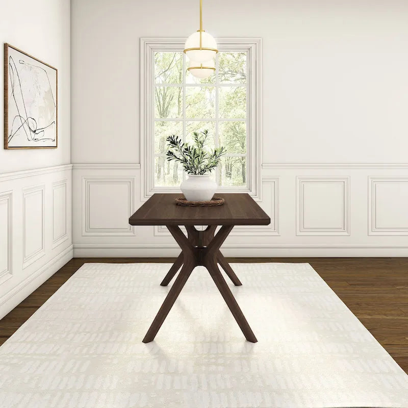 Table de salle à manger rectangulaire à pieds croisés