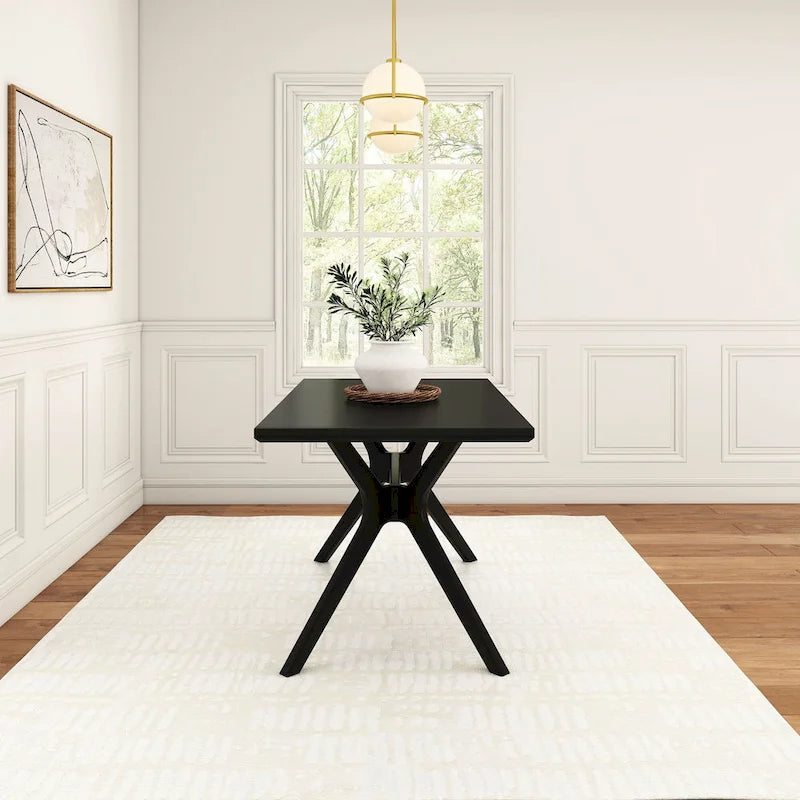Table de salle à manger rectangulaire à pieds croisés