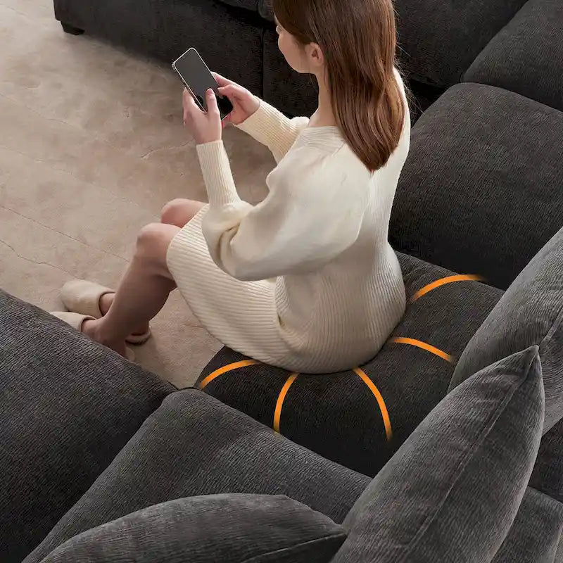 Canapé modulable moderne en U à 6 places, combinaisons libres, avec 2 oreillers