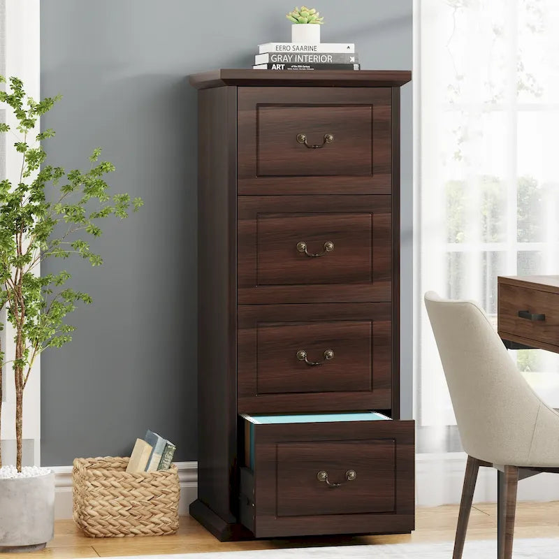 Classeur vertical en bois à 4 tiroirs de 130 cm de haut, pour formats A4/Lettre