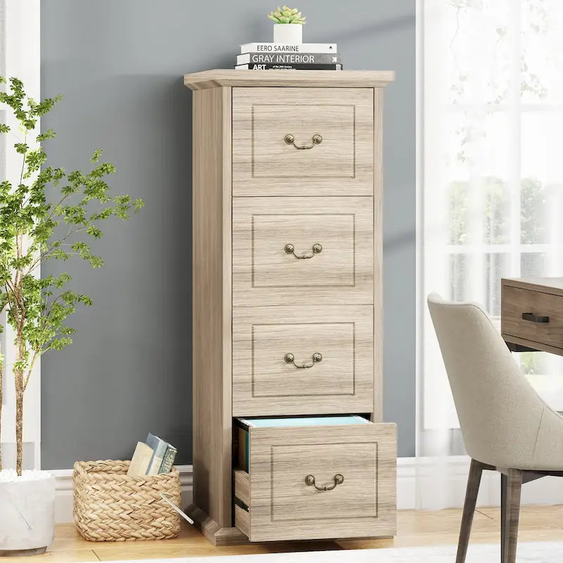 Classeur vertical en bois à 4 tiroirs de 130 cm de haut, pour formats A4/Lettre