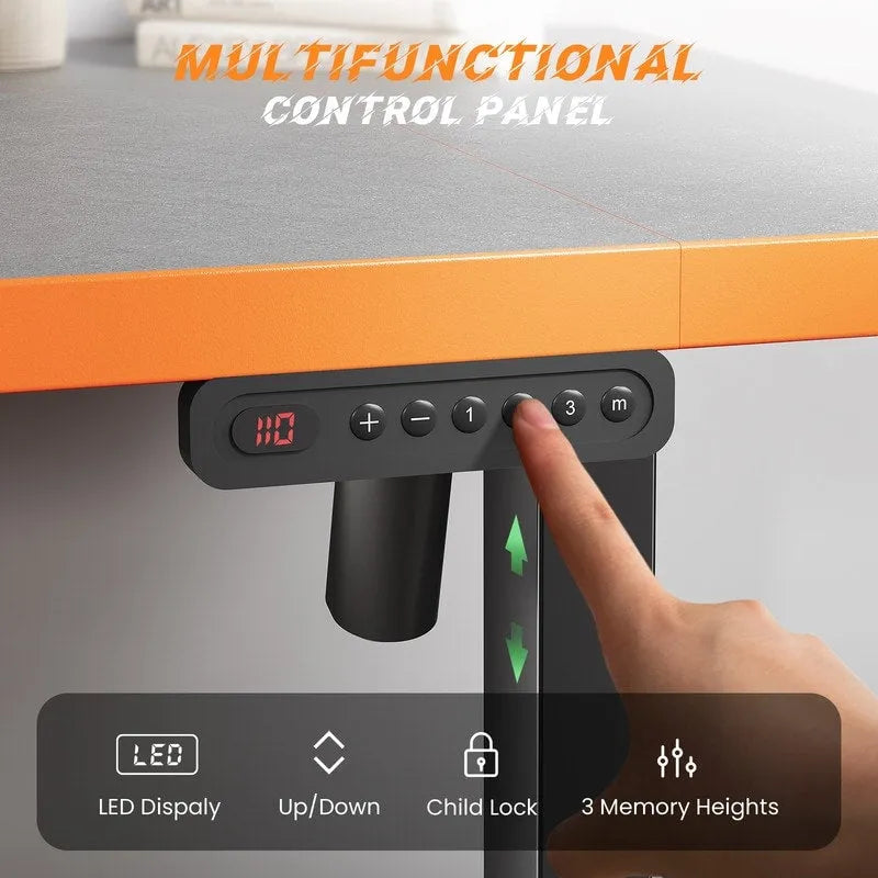 Bureau informatique de 48 x 24 pouces, réglable en hauteur, bureau électrique réglable en hauteur