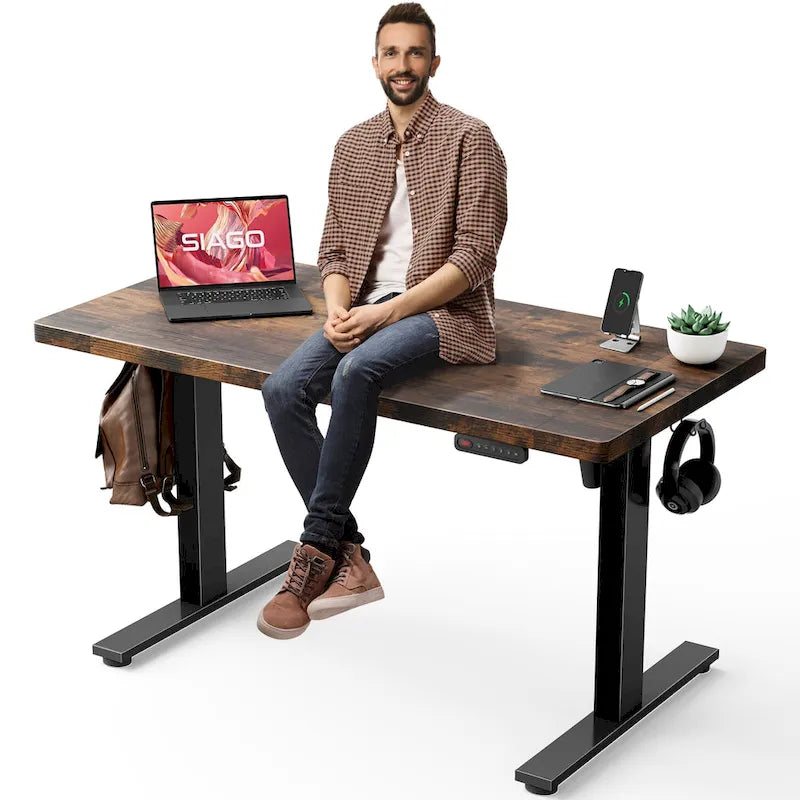 Bureau informatique de 48 x 24 pouces, réglable en hauteur, bureau électrique réglable en hauteur