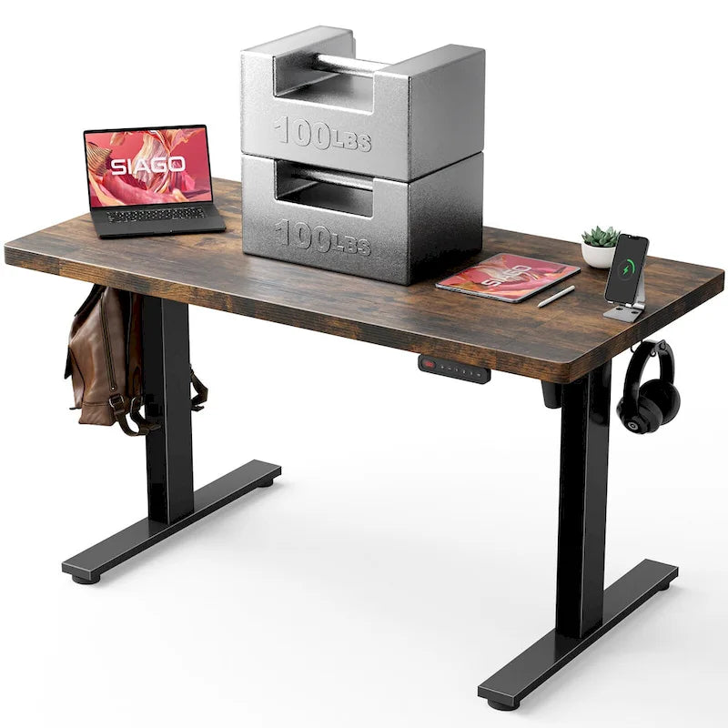 Bureau informatique de 48 x 24 pouces, réglable en hauteur, bureau électrique réglable en hauteur