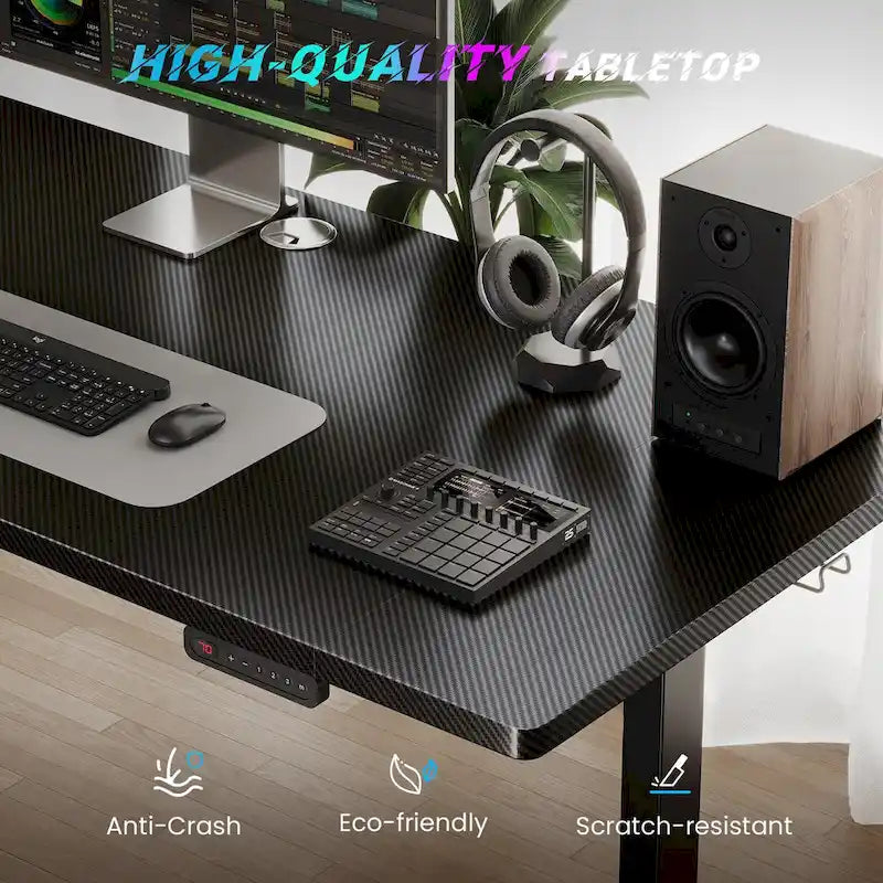 Bureau informatique de 48 x 24 pouces, réglable en hauteur, bureau électrique réglable en hauteur