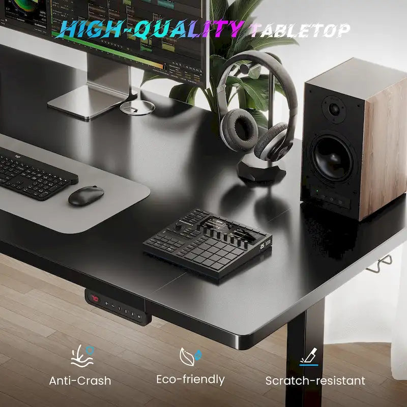 Bureau informatique de 48 x 24 pouces, réglable en hauteur, bureau électrique réglable en hauteur
