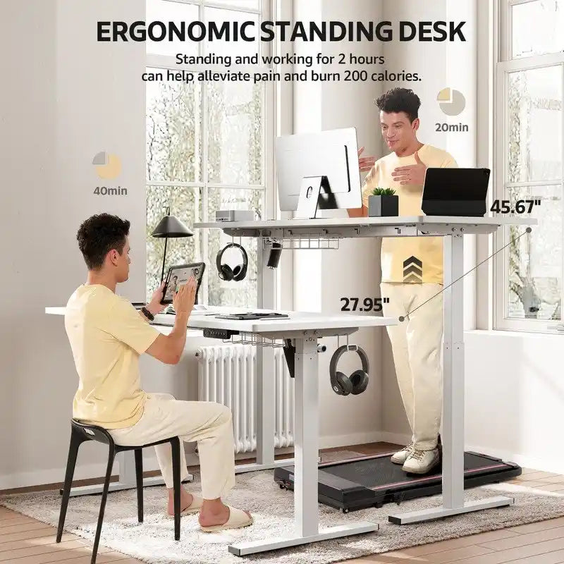 Bureau informatique de 48 x 24 pouces, réglable en hauteur, bureau électrique réglable en hauteur
