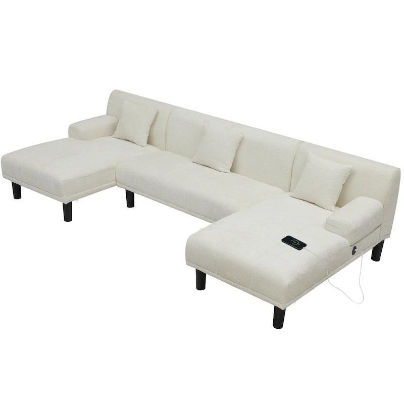 Canapé modulaire en U, canapé modulaire moderne en chenille - 45,6L x 106,3P x 26,7H