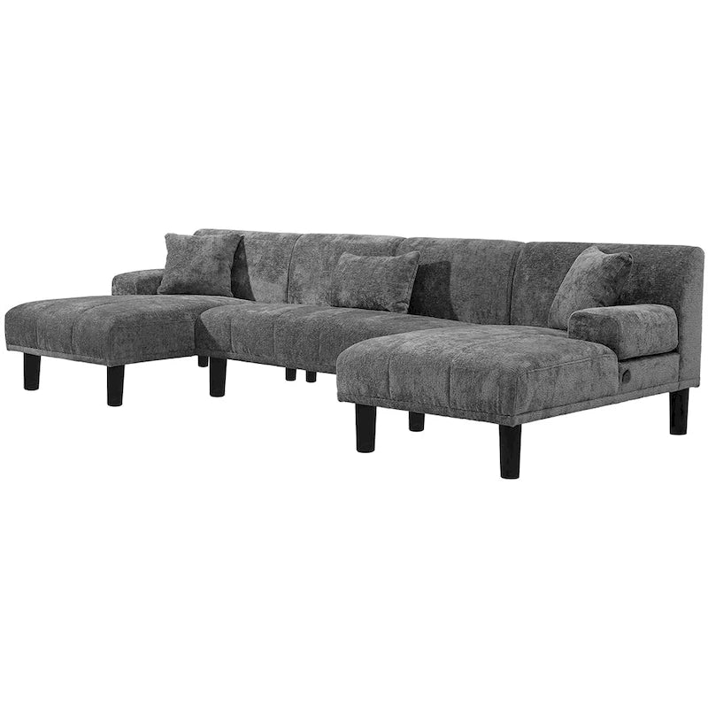 Canapé modulaire en U, canapé modulaire moderne en chenille - 45,6L x 106,3P x 26,7H