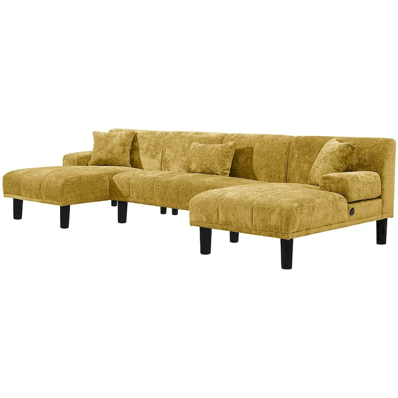 Canapé modulaire en U, canapé modulaire moderne en chenille - 45,6L x 106,3P x 26,7H